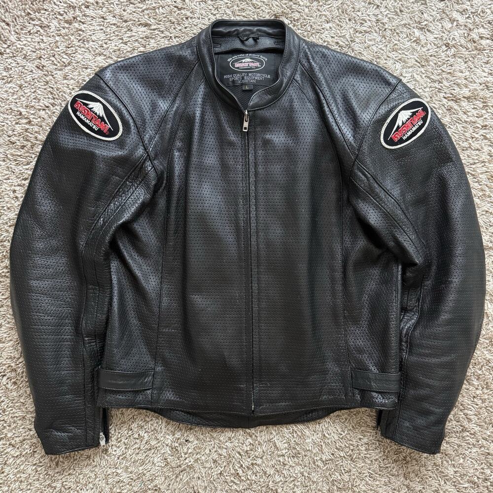 Kushitani Hamamatsu Black Leather Motorcycle Biker Moto Jacket Japan Size Large